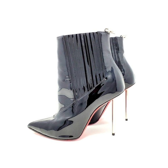 Christian Louboutin Heels Epic 100 Heeled Boots Black Patent Leather EU‎ 38 - Picture 3 of 10